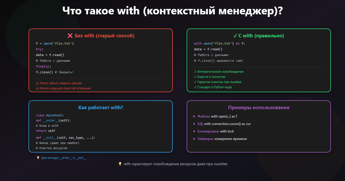 Что такое with (контекстный менеджер)?